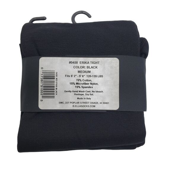 70% Cotton Blend Tights MEDIUM Black B.ella Erika Opaque NEW Italy Luxe Hosiery - Picture 3 of 5